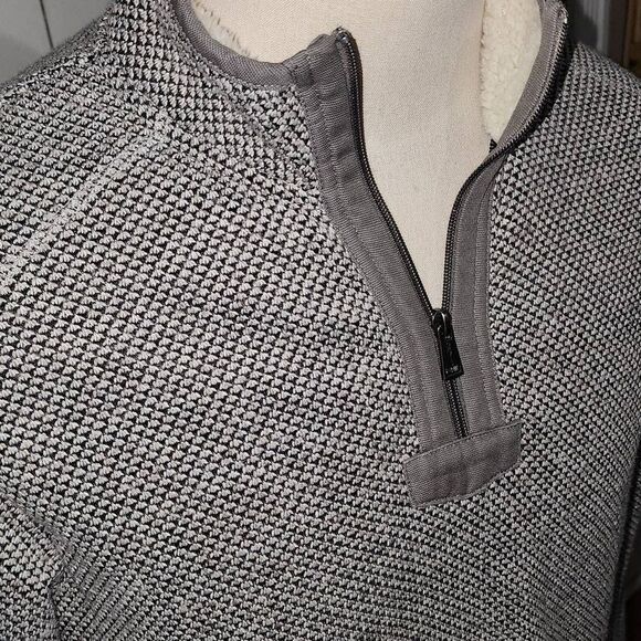 Orvis Mens Gray Brighton Sherpa Lined 14 Zip Pullover Sweater Medium - Picture 3 of 6